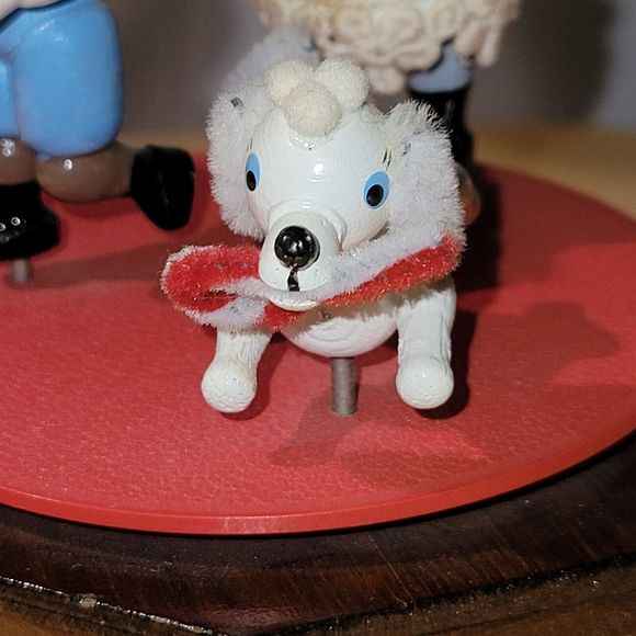 Kurt Adler Musical We Wish You a Merry Christmas Girl Boy Dog Rotate Wood 1983 - Picture 7 of 16